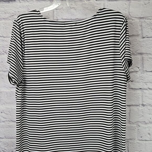 Maurices Striped T-shirt Dress Floral Embroidery Jersey Knit Shift A-Line Casual - Picture 11 of 13